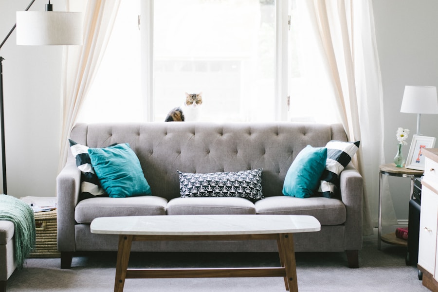 Vale woven throw draped over a sofa
